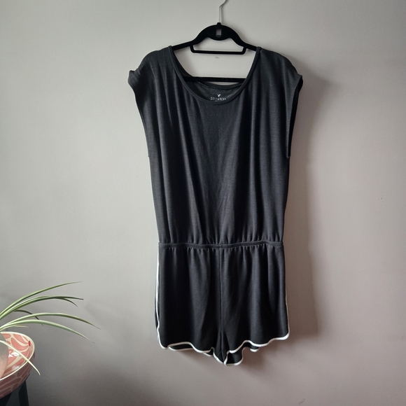 American Eagle Outfitters Pants - American Eagle Outfitters Black Romper with White Trim